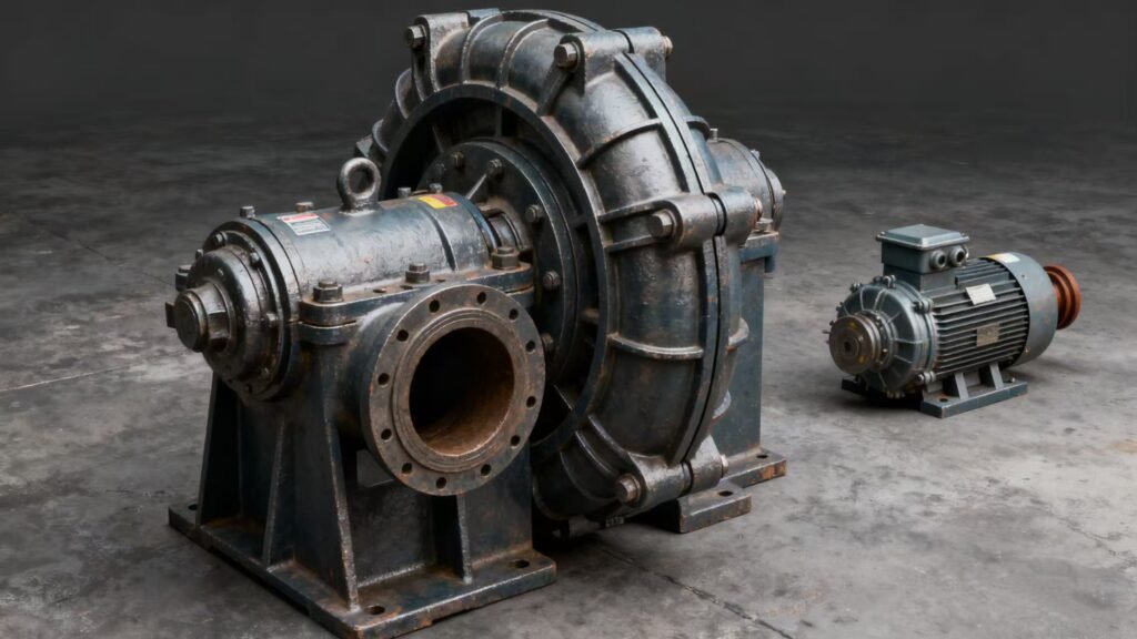 The difference in appearance between a slurry pump and a standard pump.