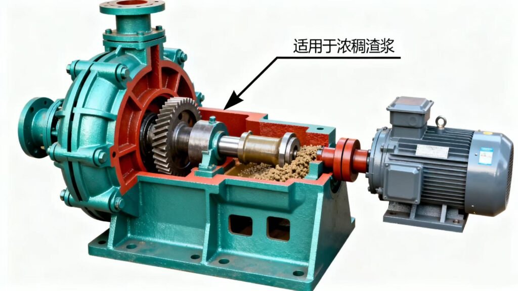 The structure of a positive displacement slurry pump.